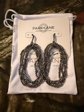 Park Lane Gunmetal Multi-Strand Beaded Drop Earrings